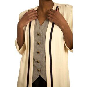 VTG 80s Womens Size 16 Classic Preppy  Event Evening Career Blazer Vest Combo